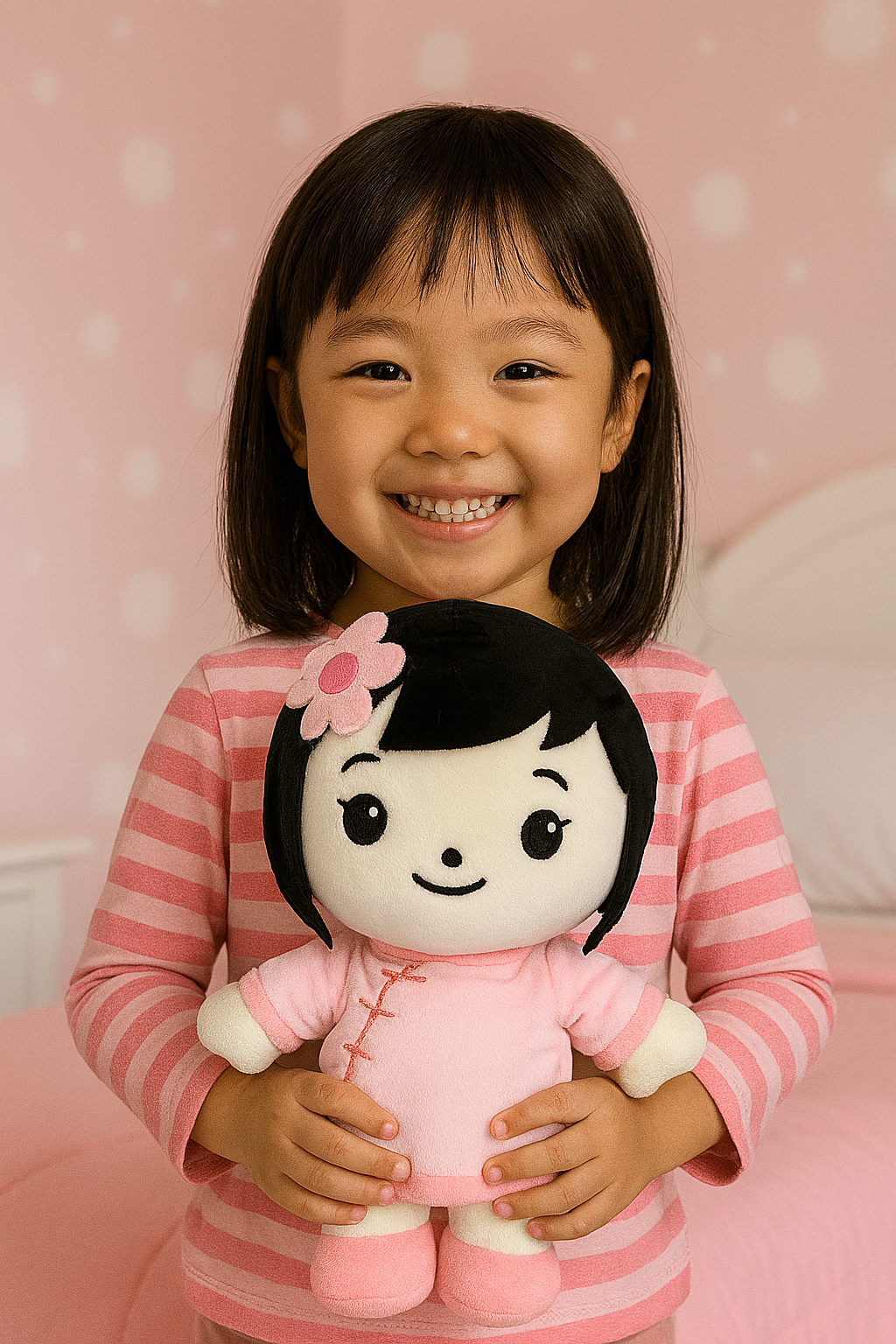 Dollorola Asian Baby Doll – 12” Asian Plush Doll  for Girls, Soft Cuddly Birthday Gift for Girls Ages 3+