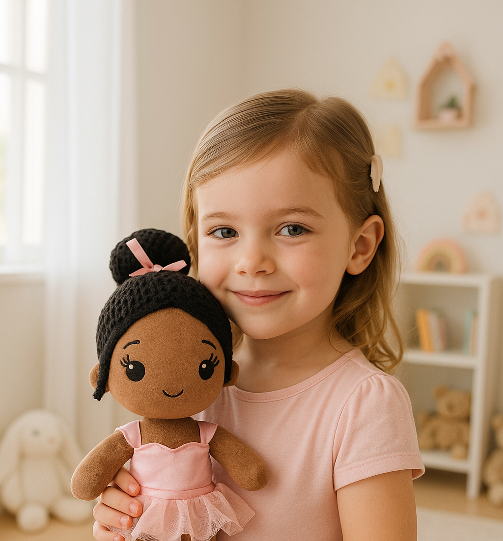 Dollorola African American Dolls for Girls – 12” Ballerina Plush Doll, Black Baby Dolls, Birthday Gift for Girls and Dance Recital Gift.