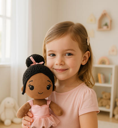 Dollorola African American Dolls for Girls – 12” Ballerina Plush Doll, Black Baby Dolls, Birthday Gift for Girls and Dance Recital Gift.