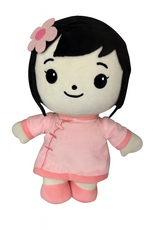 Dollorola Asian Baby Doll – 12” Asian Plush Doll  for Girls, Soft Cuddly Birthday Gift for Girls Ages 3+
